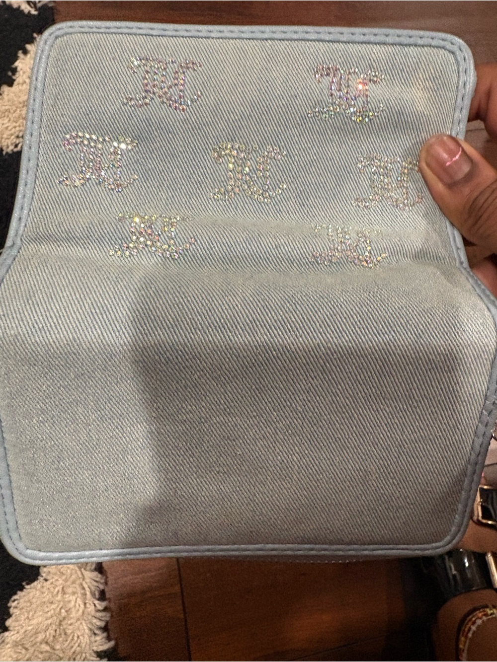 Juicy Couture Pink and Light Blue Logo Zip Wallet